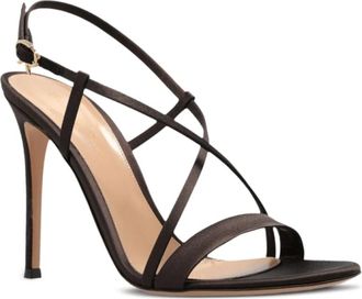 Gianvito Rossi Larisse Sandalen- Stiletto Hak- Open Teen - Dames - Sandalen met hakken - Zwart - 37 1/2 EU - Satijn - Schoenen