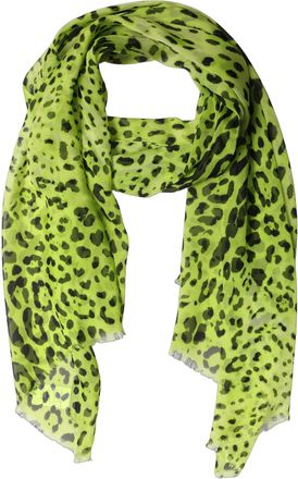 Dolce & Gabbana Green Leopard Print Silk Shawl Stole Womens Scarf