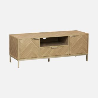 Sweeek Sweeek - Mueble Tv Efecto Madera En Espiga 120cm, Budapest, Natural, 120x40x45 Cm