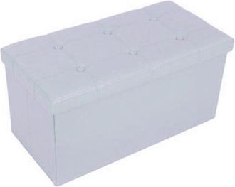 Trade Shop Trade Shop - Pouf Scatola Contenitore Rettangolare Similpelle Cassapanca Poggiapiedi Colore - Blanco