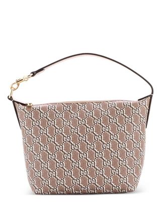 Gucci Ophidia Zip Shoulder Bag GG Shadow Coated Canvas Super Mini hobo bag - Bruin