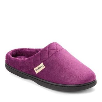 Dearfoams Darcy Quilted Cuff Velour Clog Slipper in Aubergine at Nordstrom, Size X-Large