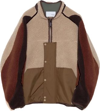 Yoshiokubo panelled zip jacket - Brown