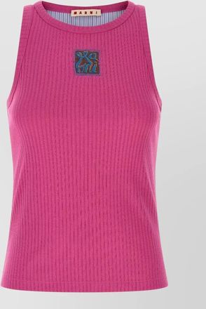Marni cotton logo patch tank top