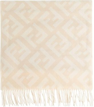 Fendi FF Jacquard Fringed Cashmere Scarf