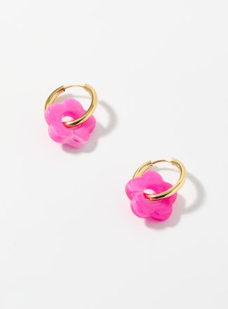 Simons Womens Sheer flower Hoop Earrings