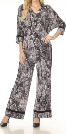 Joseph Ribkoff Snakeskin Wide Leg Pants In Grey Black