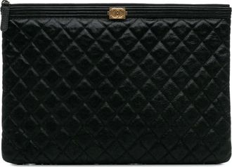 Chanel 2018-2019 Large Lambskin Boy O Case clutch bag - women - Lambskin - One Size - Black