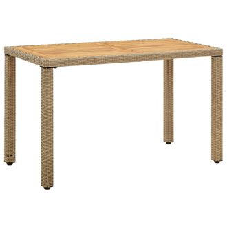 vidaXL Vidaxl Tavolo Giardino Beige 123x60x74 Cm Polyrattan E Massello
