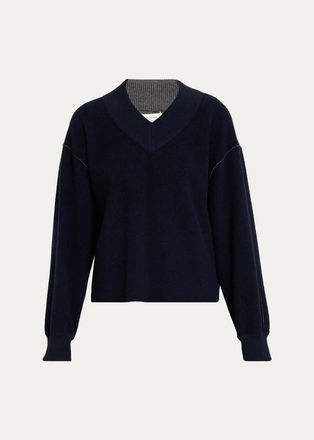 Lafayette 148 New York V-Neck Reversible Knit Sweater