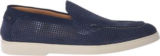 Baldinini Perforated Suede Loafer - Heren - Loafers - Blauw - 40 1/2 EU - Leer - Schoenen
