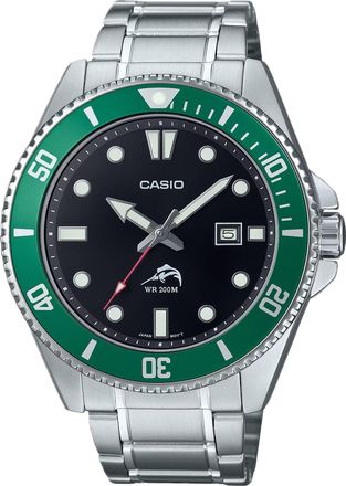 Casio Mens Stainless Steel Dive Watch with Black and Green Accents - MDV-106DD-1A3VCF