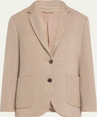 Brunello Cucinelli Two-Button Lurex Cotton English Rib Blazer