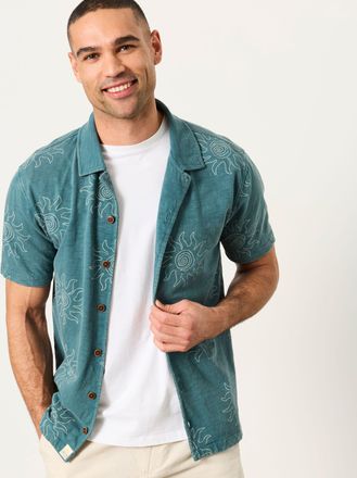 Fat Face FatFace Dark Teal Blue Printed Sun Shirt