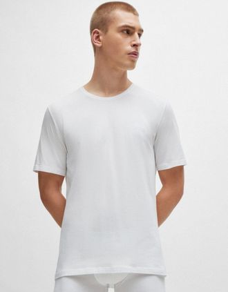 HUGO BOSS Mens BOSS Orange Mix & Match Mens Stretch-Cotton Regular Fit T-Shirt with Logo Detail NOS - White 100 - Size: 38/Regular