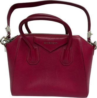 Givenchy Pre-owned Womens Small Antigona Top Handle Bag in Burgundy Goat Leather - One Size