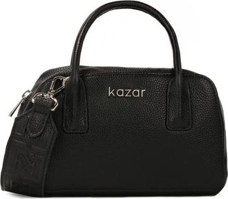 Kazar Zwarte kleine handtas met band en handvatten - Dames - Handtassen - Zwart - ONE Size - Leer - Tassen