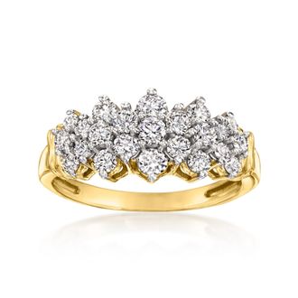 Ross-Simons Lab-Grown Diamond Cluster Ring in 18kt Gold Over Sterling