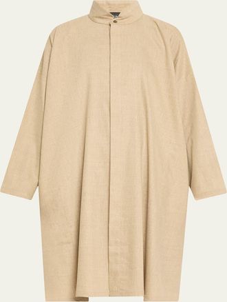 Eskandar Wide A-Line Shirt With Double Stand Collar (Very Long Length)