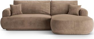 CXL by Christian Lacroix Sofá cama esquinero con box 5 plazas terciopelo beige oscuro