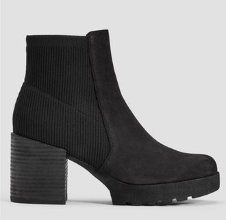Eileen Fisher Womens Farrah Leather Tumbled Nubuck Bootie In Black