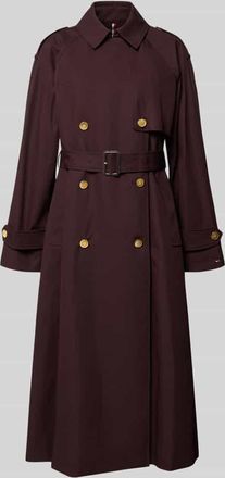 Tommy Hilfiger Oversized Trenchcoat aus reiner Baumwolle in Bordeaux, Gr&ouml;&szlig;e XL