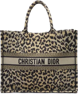Dior Pre-owned Dior Mizza Large Embroidered Canvas Leopard Book Tote Ladies BLS2N3ZAVEB4LJMY
