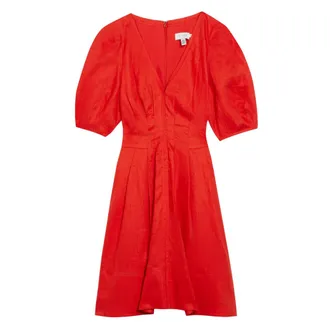 Ted Baker Koyo Linnen Mini-jurk Met Pofmouwen In Rood
