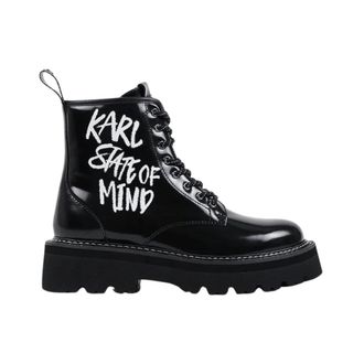 Karl Lagerfeld Kyla Platform Enkelboot - Dames - Schoenen - Zwart - Maat: 37 EU Zijde