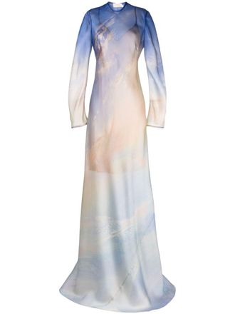 Zimmermann Tama printed floor-length slip dress - women - Silk - 1 - Blue