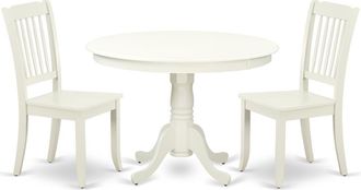 East West Furniture Dining Room Set Linen White, HLDA3-LWH-W