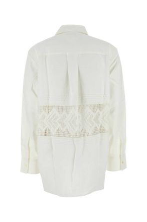 Marine Serre Womens White Cotton Shirt Offwhite Exterior: Camicie