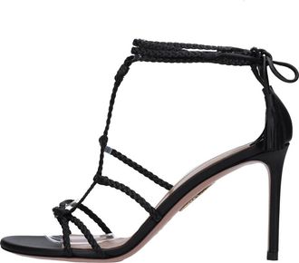 Aquazzura Sandal met hoge hak - Dames - Sandalen met hakken - Zwart - 39 EU - Leer - Schoenen