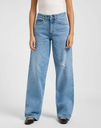 Lee Loose-fit-Jeans LEE Lee Jeans Rider Loose, Damen, Gr. 25, L&auml;nge 31, blau, Obermaterial: 67% Baumwolle CO. 32% Lyocell CLY. 1% Elasthan EL., Jeans Loos