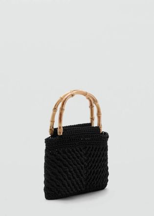 Mango Borsa mano manico bamb&ugrave; nero - Donna - Taglia unica - MANGO