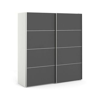 Dmora Armario 2 Puertas Cassandre, Muebles De Dormitorio, Vestidor, Armario De Ropa, 182x64 H202 Cm, Gris Y Blanco - Dmora