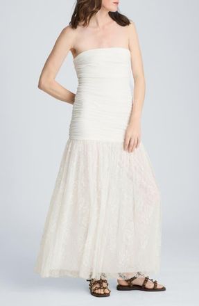 Kenneth Cole Strapless Mesh Maxi Dress in Pure White at Nordstrom, Size X-Small