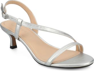 Journee Collection Jemry Kitten Heel Sandal in Silver at Nordstrom Rack, Size 7.5