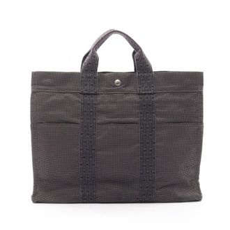Herm&egrave;s Gray Nylon Canvas Handbag Tote Bag (Pre-Owned)