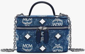 MCM Mini Vanity Case In Denim Visetos