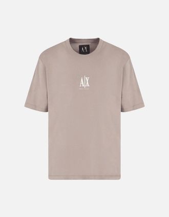A|X Armani Exchange Mens Cotton AX Embroidered Logo Icon Brown T-Shirt - Size: 42