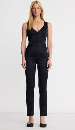 Smythe Tuxedo Cig Pant in Black Satin at Nordstrom, Size 16