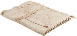 Beliani Beliani - Manta De Algod&oacute;n Beige 130 X 180 Cm Patr&oacute;n Geom&eacute;trico Accesorio Fatehpur