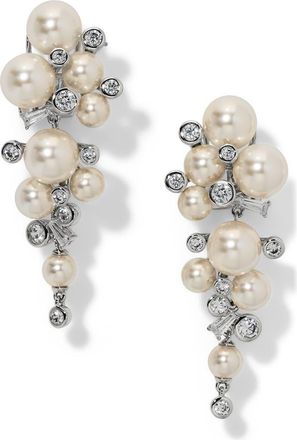Nadri Undersea Imitation Pearl & Cubic Zirconia Cascade Drop Earrings in Rhodium at Nordstrom