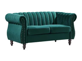 Vente-Unique Vente-unique - Divano Chesterfield 2 Posti In Velluto Verde Smeraldo - Trumbo