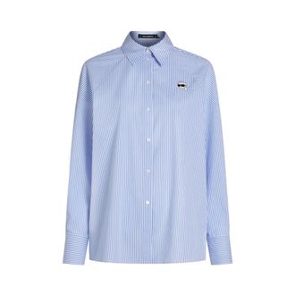 Karl Lagerfeld Shirts, female, Blue, Size: XS Ikon Striped Shirt