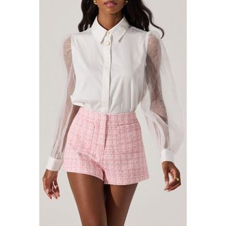 ASTR the Label Sheer Sleeve Shirt in Off White at Nordstrom Rack, Size X-Small