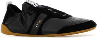 Chlo&eacute; Womens Kick Sneakers Black Leather Suede