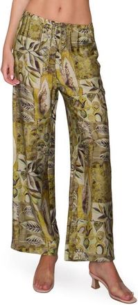 Melloday Floral Print Ankle Pants in Green Multi Abstract at Nordstrom, Size X-Large
