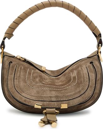Chlo&eacute; Marcie Small Suede Shoulder bag - Taupe - One Size